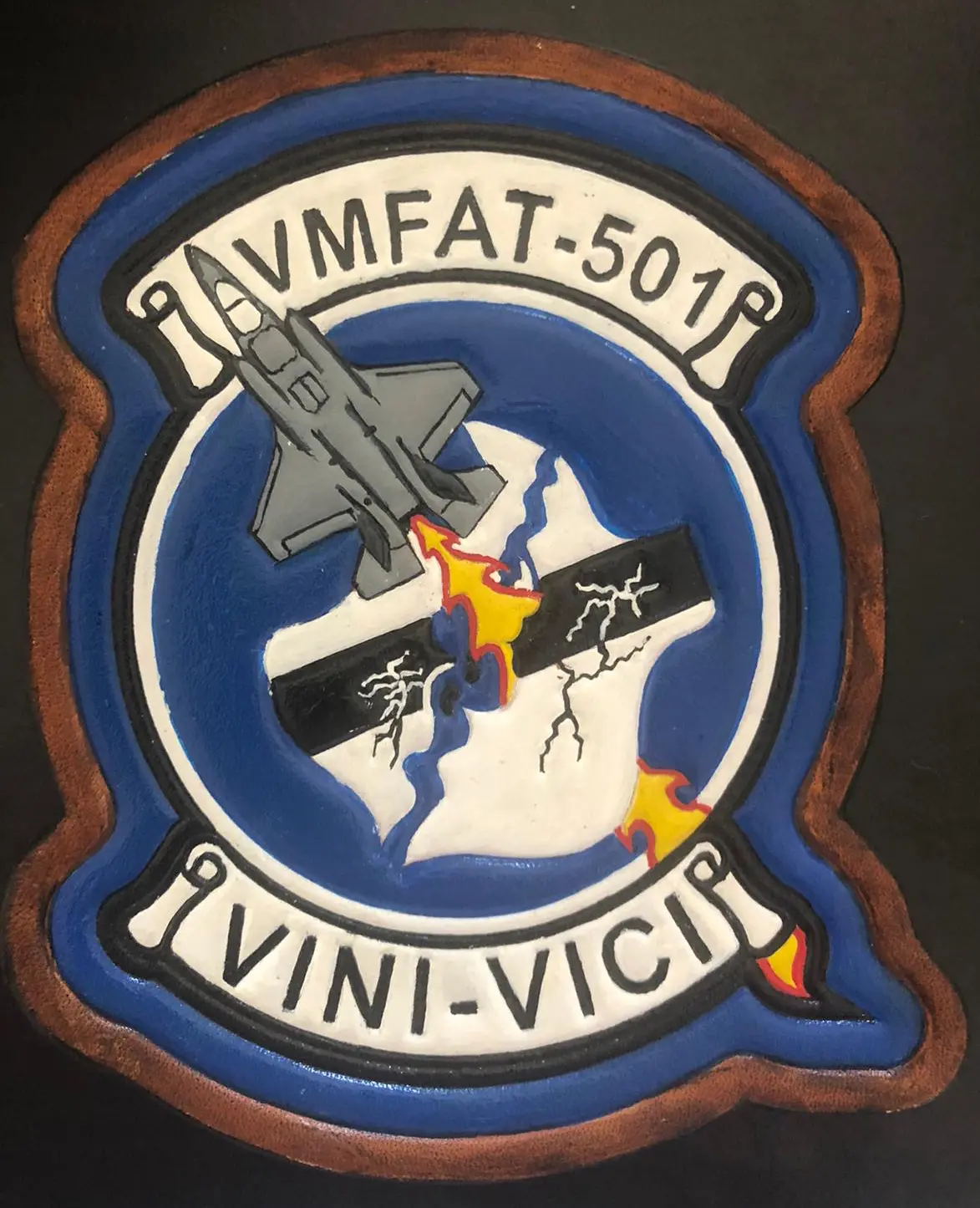 Officially Licensed Usmc Vmfat-501 Warlords Leather Chest Patch 1