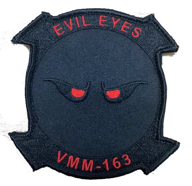 Officially Licensed Usmc Vmm-163 Evil Eyes Blackout Embroidered Patch 1