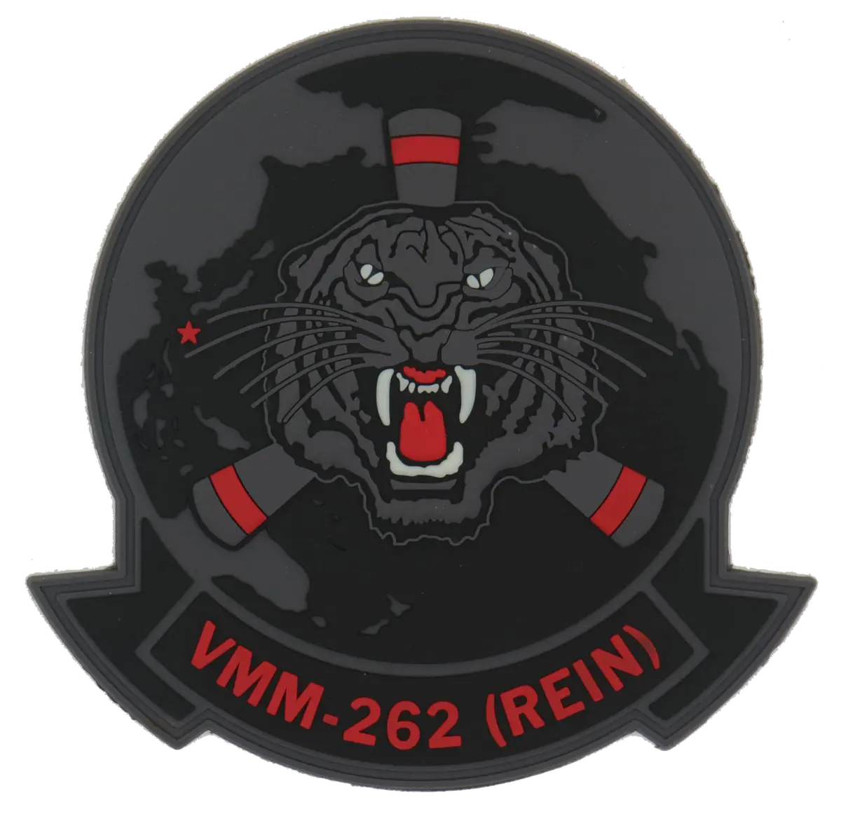 Officially Licensed Usmc Vmm-262 (Rein) Black/Glow Pvc Patch 1
