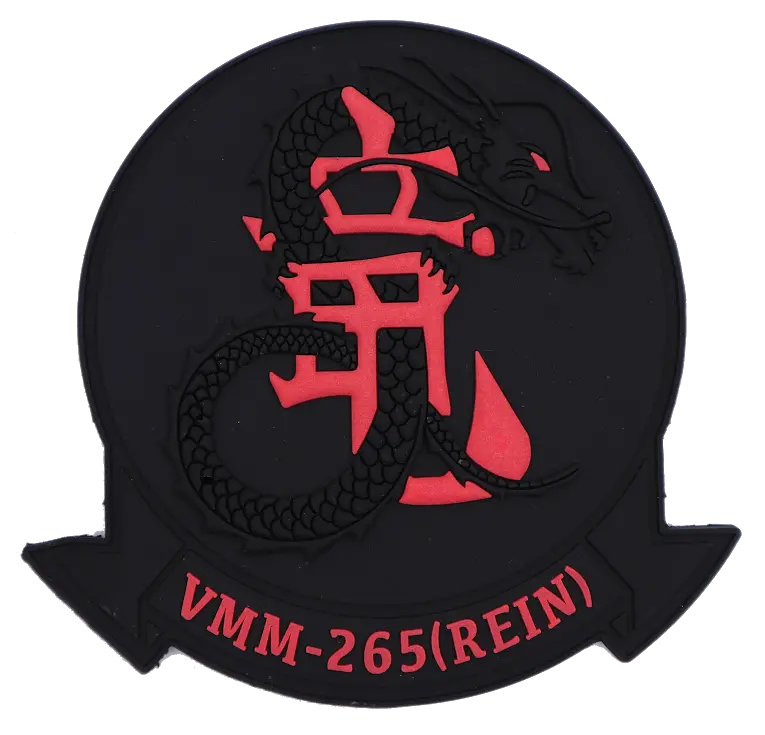 Officially Licensed Usmc Vmm-265 Dragons (Rein) Blackout Pvc Patch 1