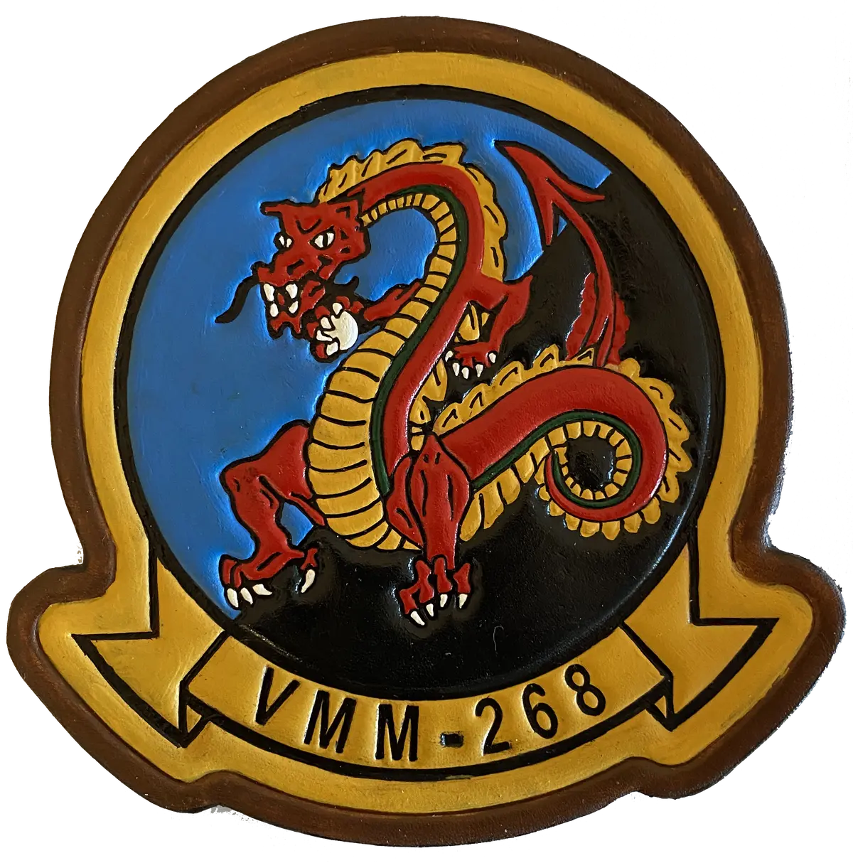 Officially Licensed Usmc Vmm-268 Red Dragons Leather Patch 1