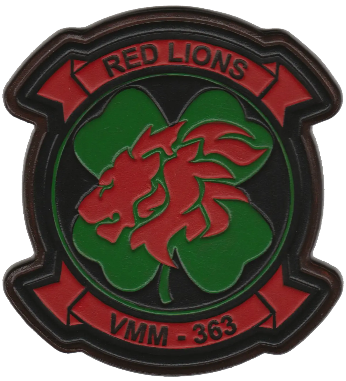 Officially Licensed Usmc Vmm-363 Red Lions Leather Patches 2