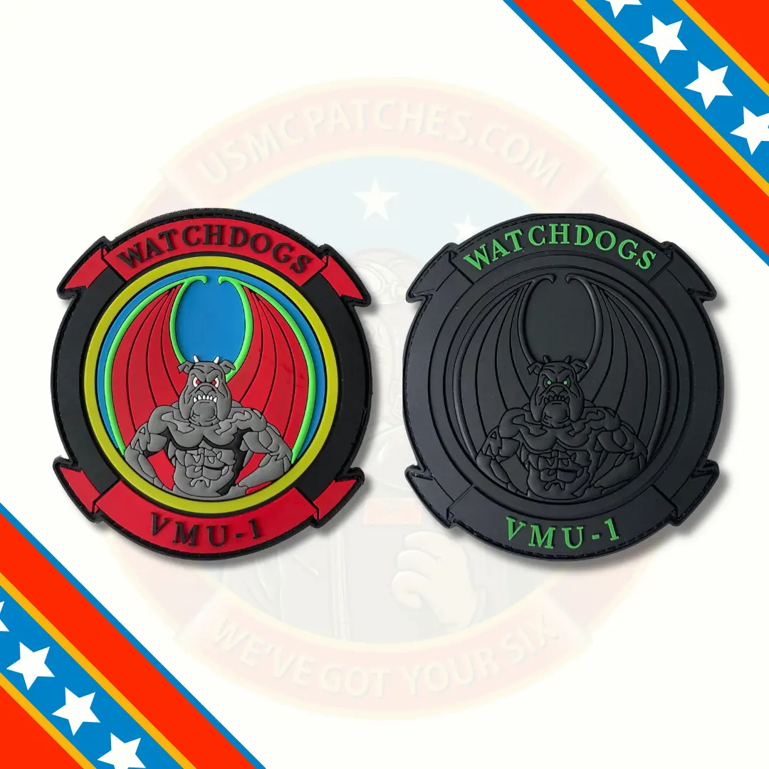 Officially Licensed Usmc Vmu-1 Watchdogs Pvc Patches 1