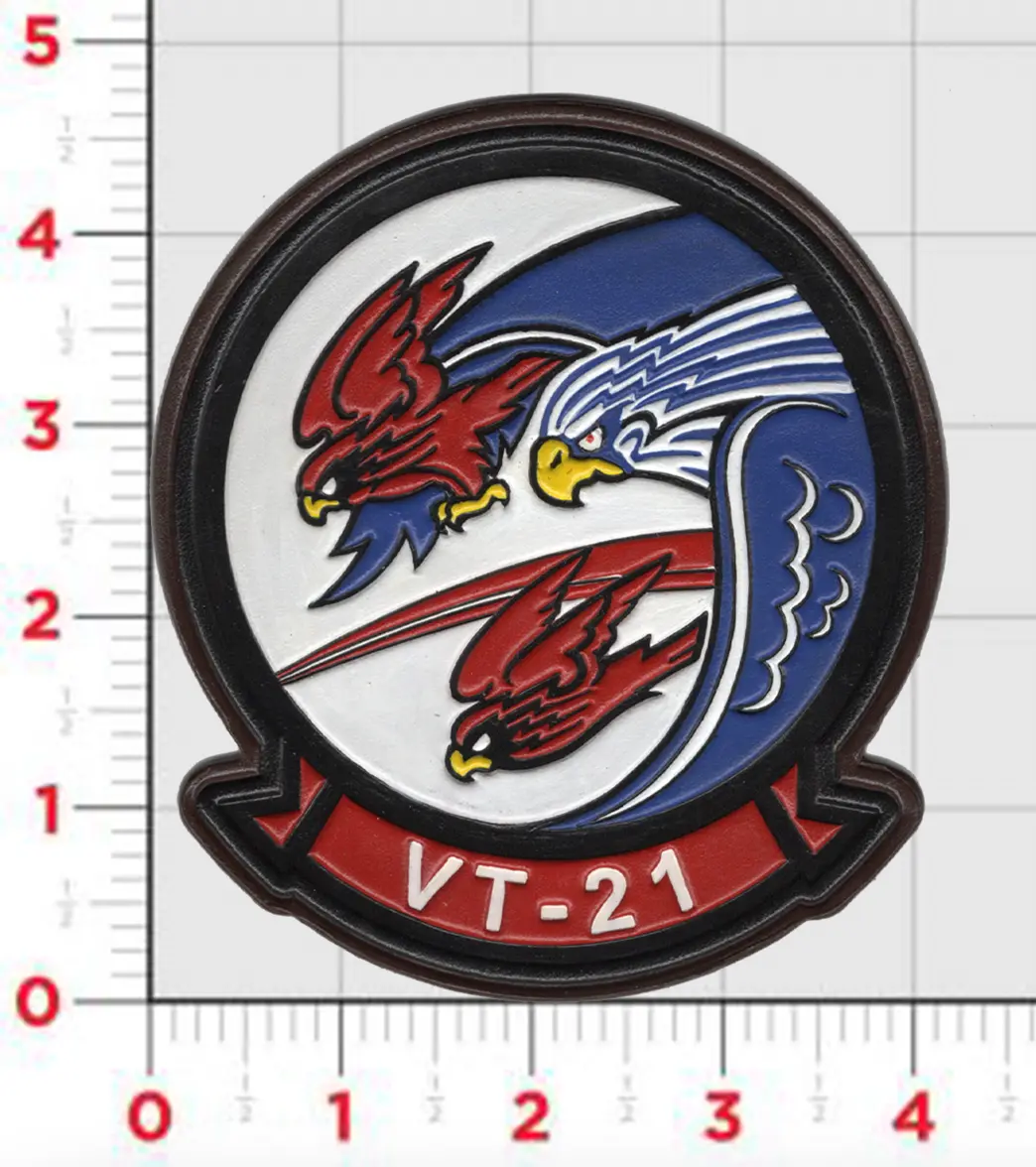 Officially Licensed Us Navy Vt-21 Redhawks Leather Patch 1