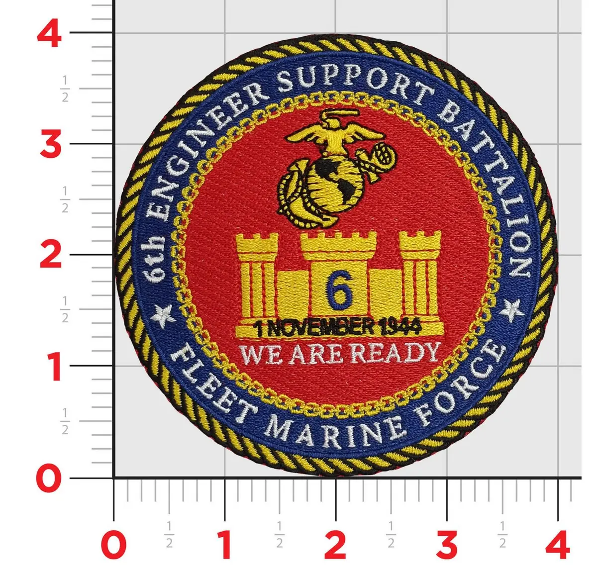 Officially Licensed Usmc 6Th Engineer Support Battalion Fmf Patch 1