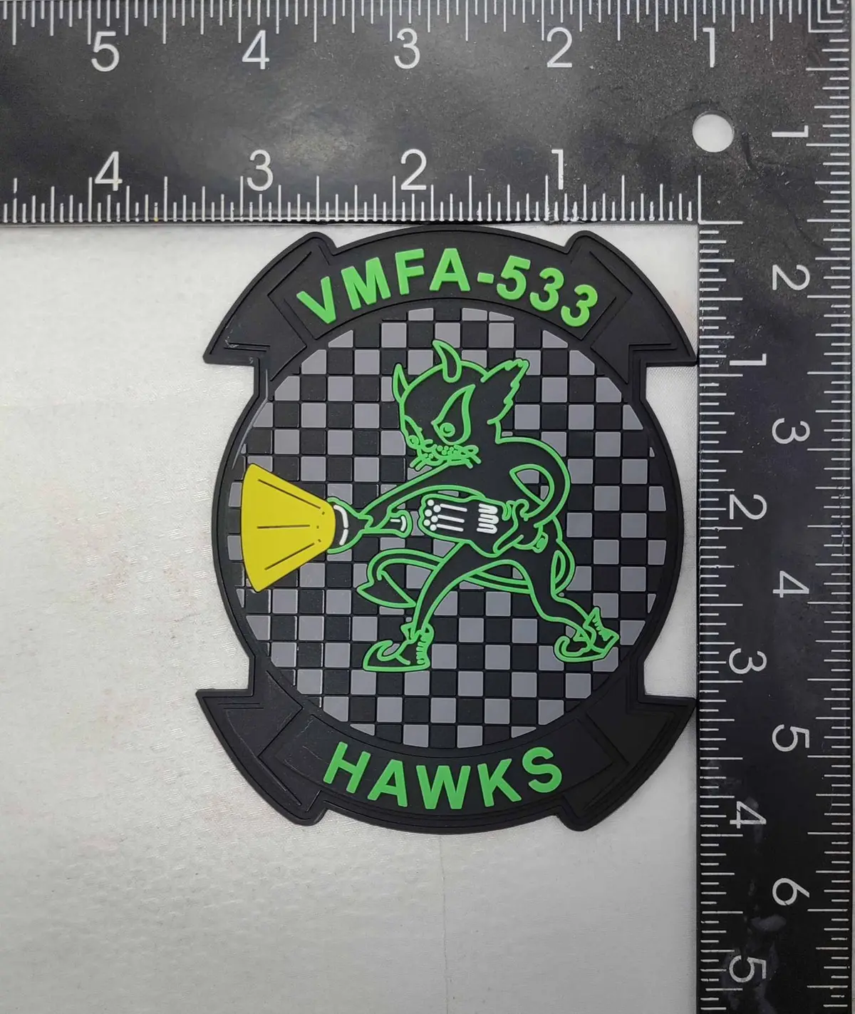 Officially Licensed Usmc Vmfa-533 Hawks Black Mac Pvc Glow Patch 1