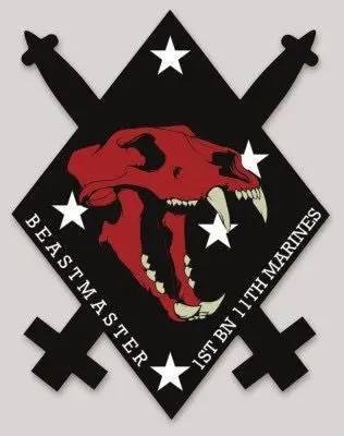 Officially Licensed Usmc 1St Battalion 11Th Marines Beastmaster Sticker 1