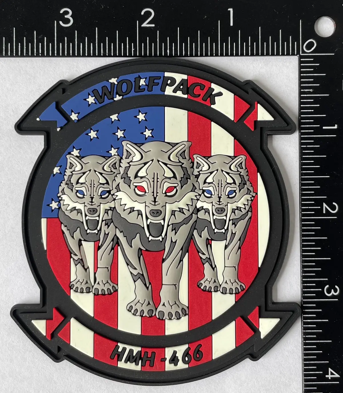 Official Hmh-466 Wolfpack 4Th Of July Pvc Glow Patch 1