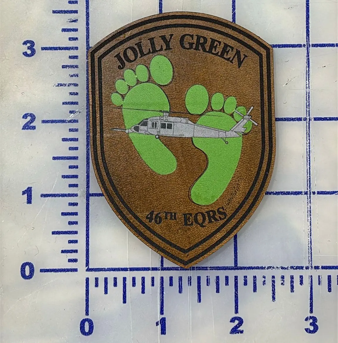 Official Usaf 46Th Erqs Jolly Green Hh-60 Pavehawk Laser Cut Leather Patch 1