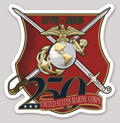 Officially Licensed Usmc 250Th Anniversary Sticker 1