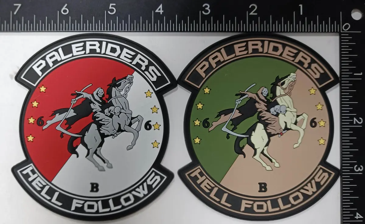 Official Us Army B Company 6-6 Cav Pale Riders Pvc Patches 1