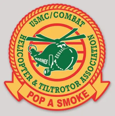 Officially Licensed Pop-A-Smoke Usmc/Combat Helicopter And Tiltrotor Association Sticker 1