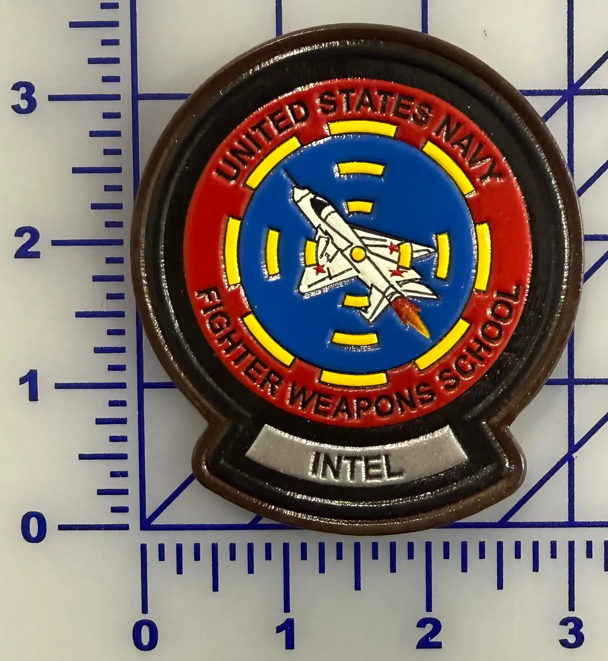 Officially Licensed Us Navy Fighter Weapons School Top Gun Intel Leather Patch 1