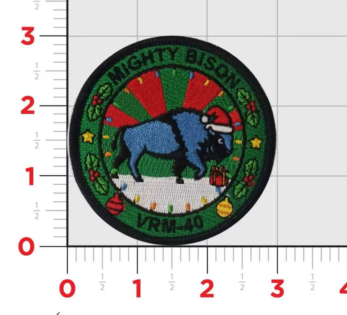 Official Vrm-40 Mighty Bisons Christmas Shoulder Patch 1