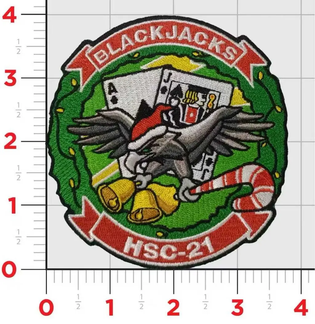 Official Hsc-21 Blackjacks Christmas Patch And Name Tags 1