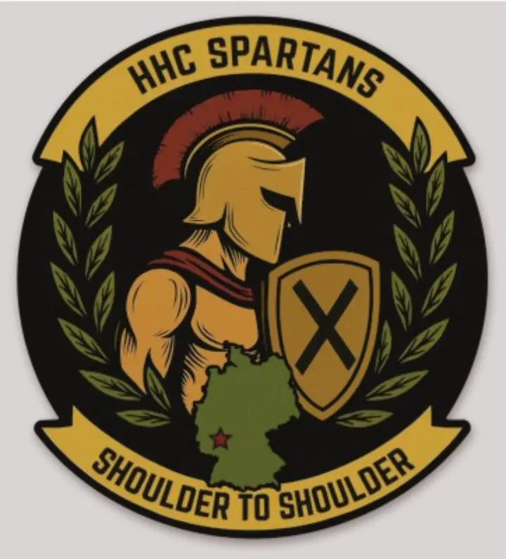 Official Us Army Hhc Spartans Usag Wiesbaden Sticker 1