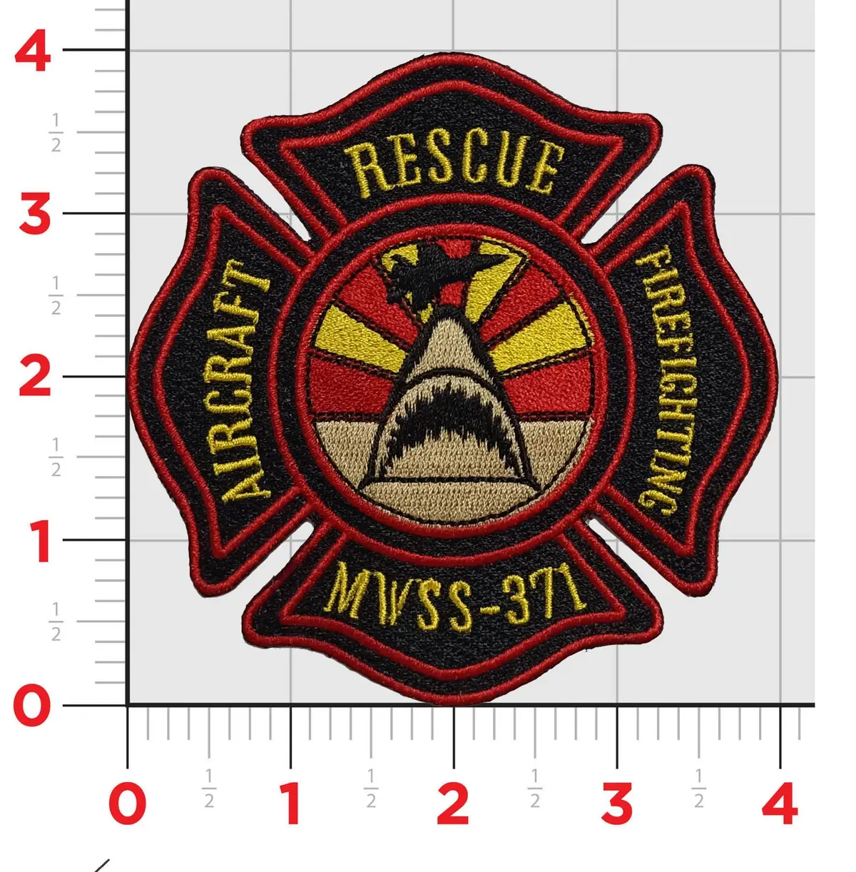 Official Mwss-371 Sand Sharks Aircraft Rescue Firefighting Patch 1