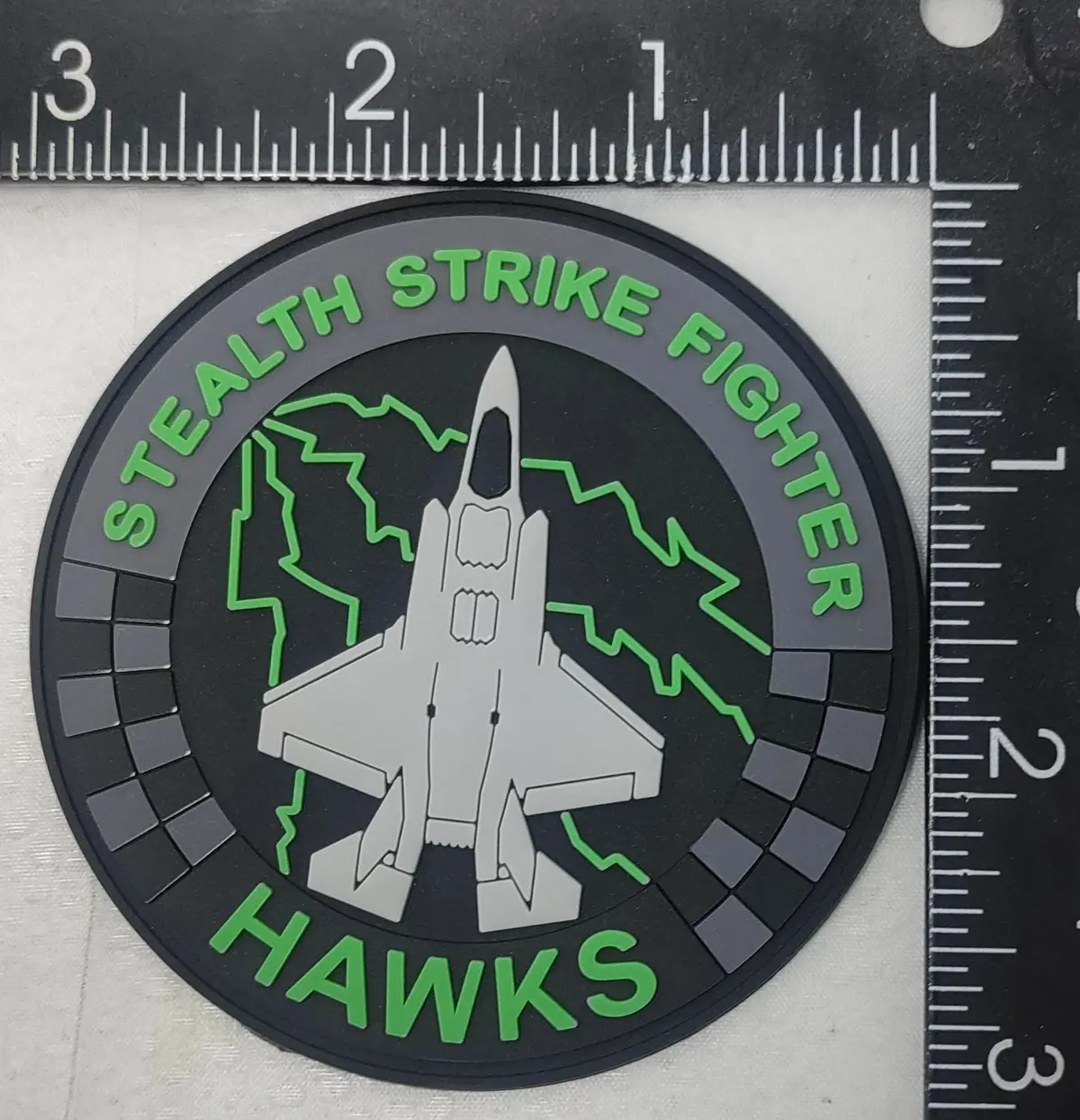 Official Vmfa-533 Hawks F-35 Black & Glow Pvc Shoulder Patch 1