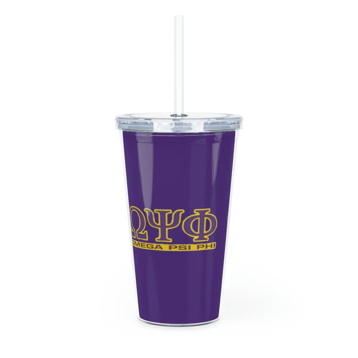 Omega Psi Phi Plastic Tumbler With Straw 1