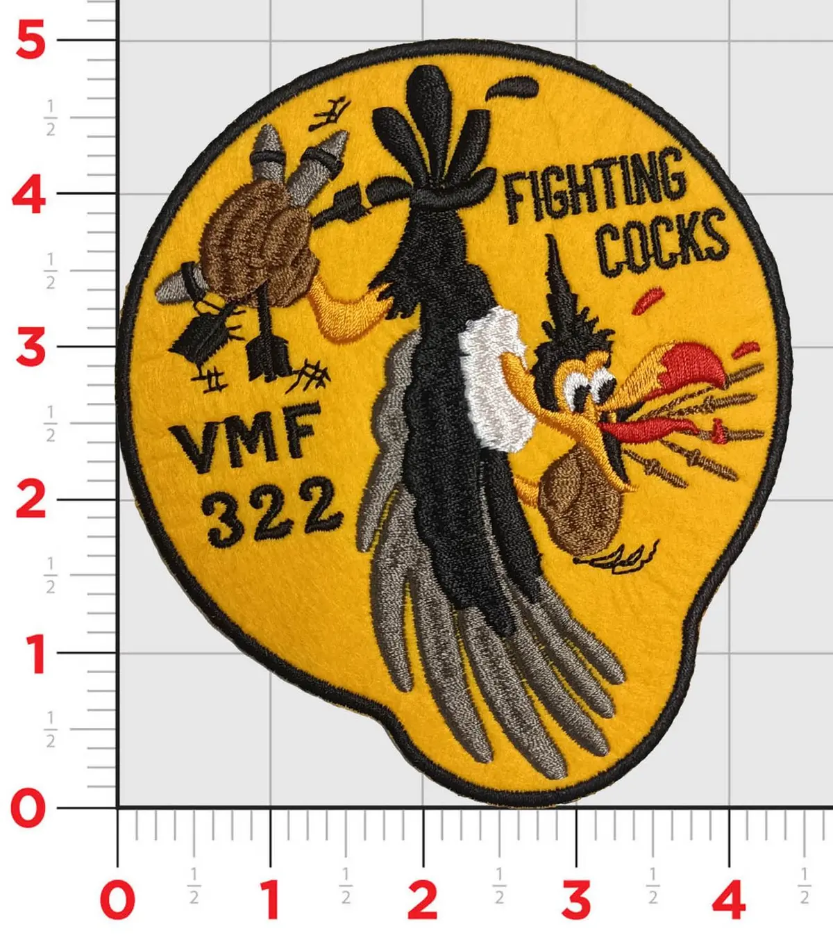 Officially Licensed Usmc Vmf-322 Fighting Cocks Squadron Throwback Patch 1