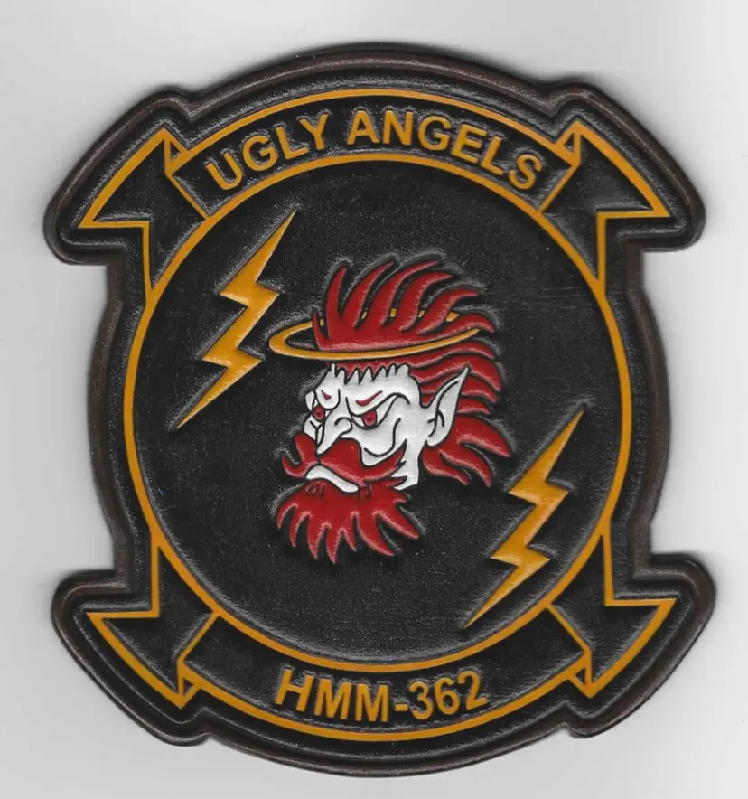 Officially Licensed Usmc Hmm-362 Ugly Angels Leather Patches 1
