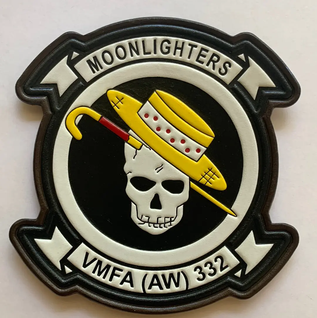 Officially Licensed Usmc Vmfa(Aw)-332 Moonlighters Leather Patches 2
