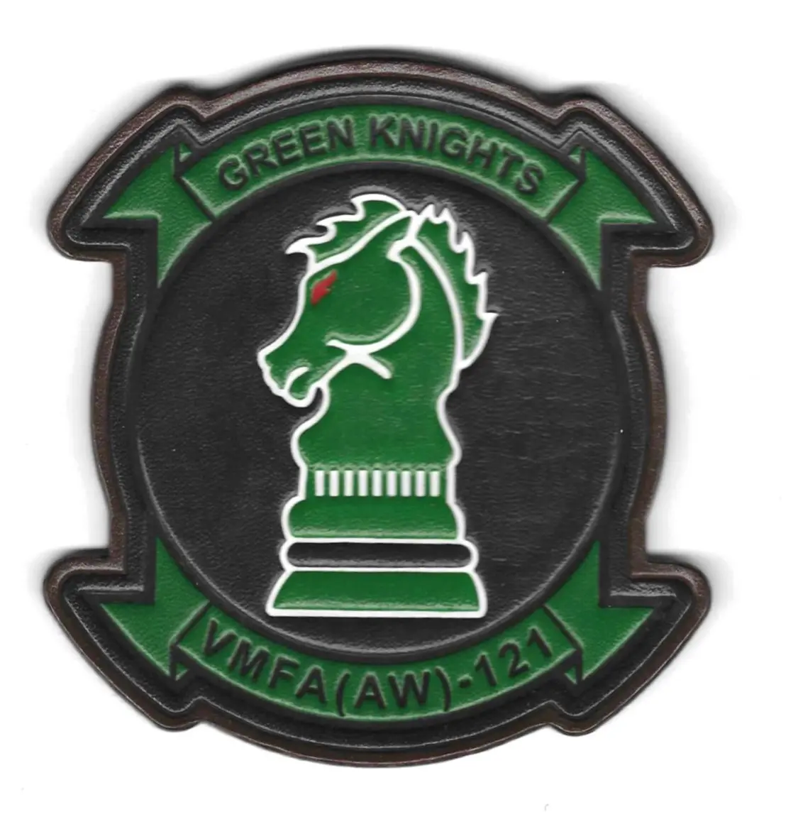 Officially Licensed Usmc Vmfa(Aw)-121 Green Knights Leather Patches 2