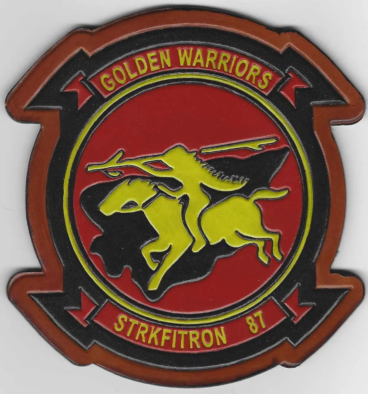 Officially Licensed Us Navy Vfa-87 Golden Warriors Leather Patch 1