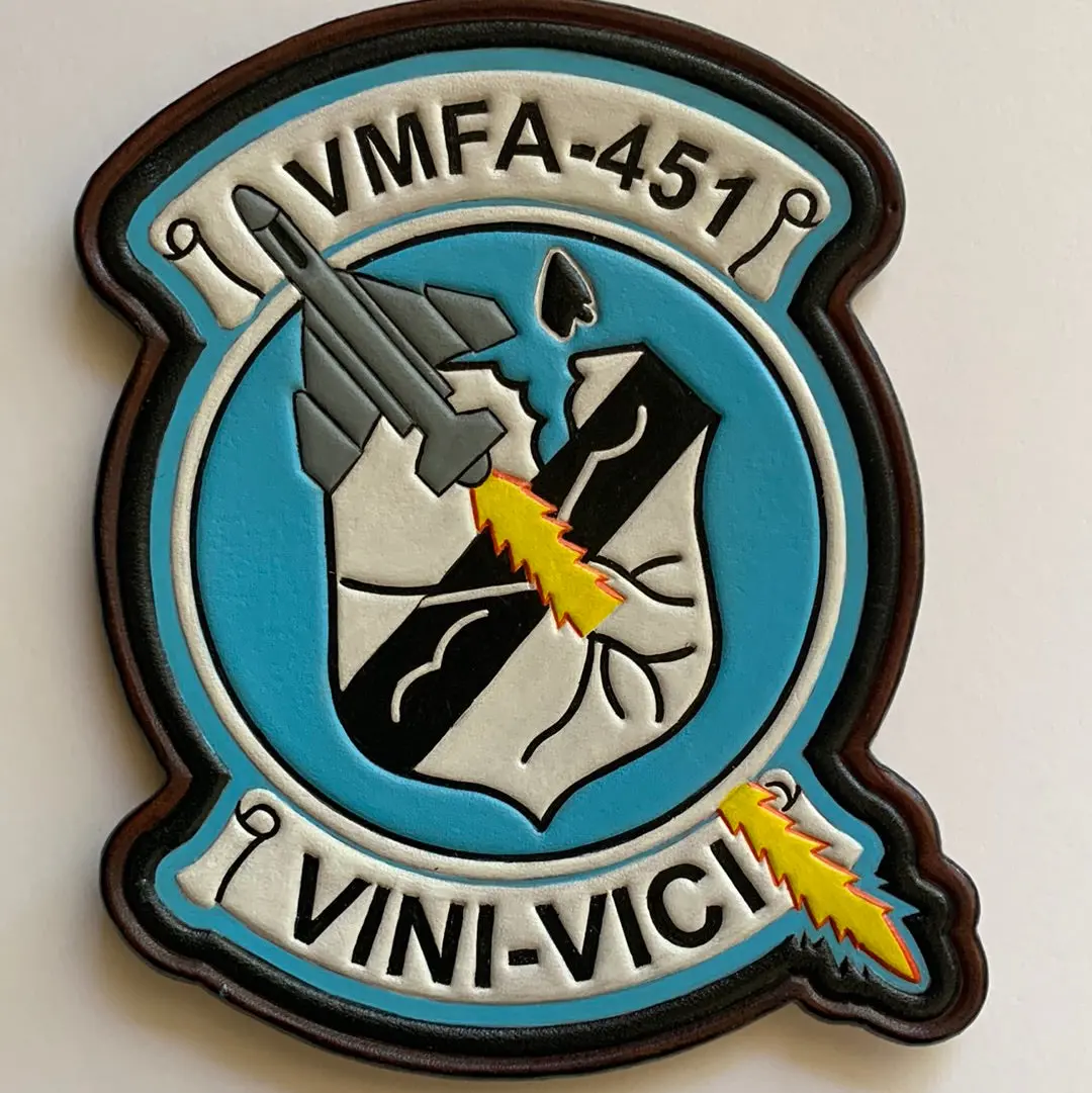 Officially Licensed Usmc Vmfa-451 Warlords Leather Patches 2