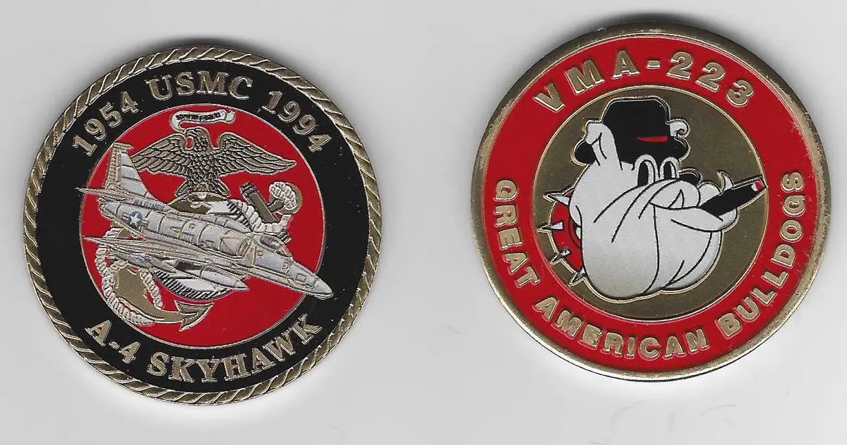 Officially Licensed Usmc Vma-223 Great American Bulldogs A-4 Skyhawk Coin 1