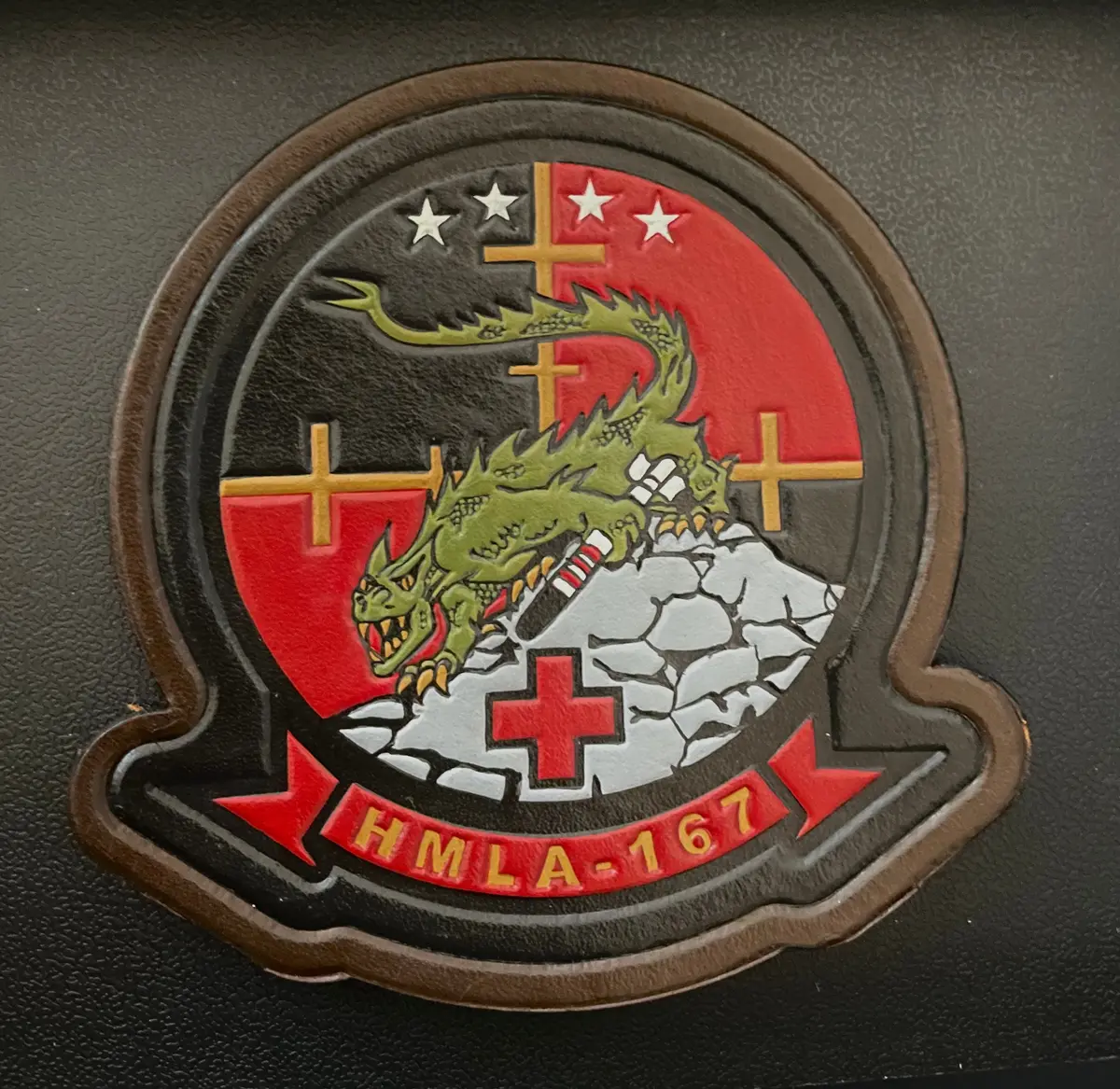 Officially Licensed Usmc Hmla-167 Warriors Leather Patches 1