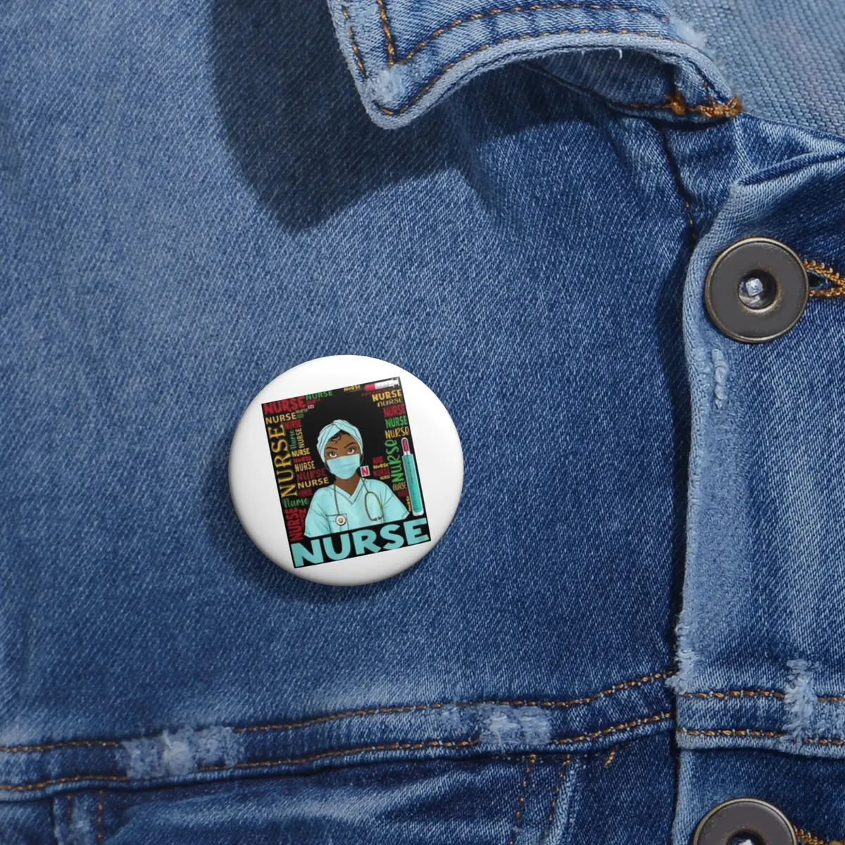 Black Nurse Pin Buttons 1