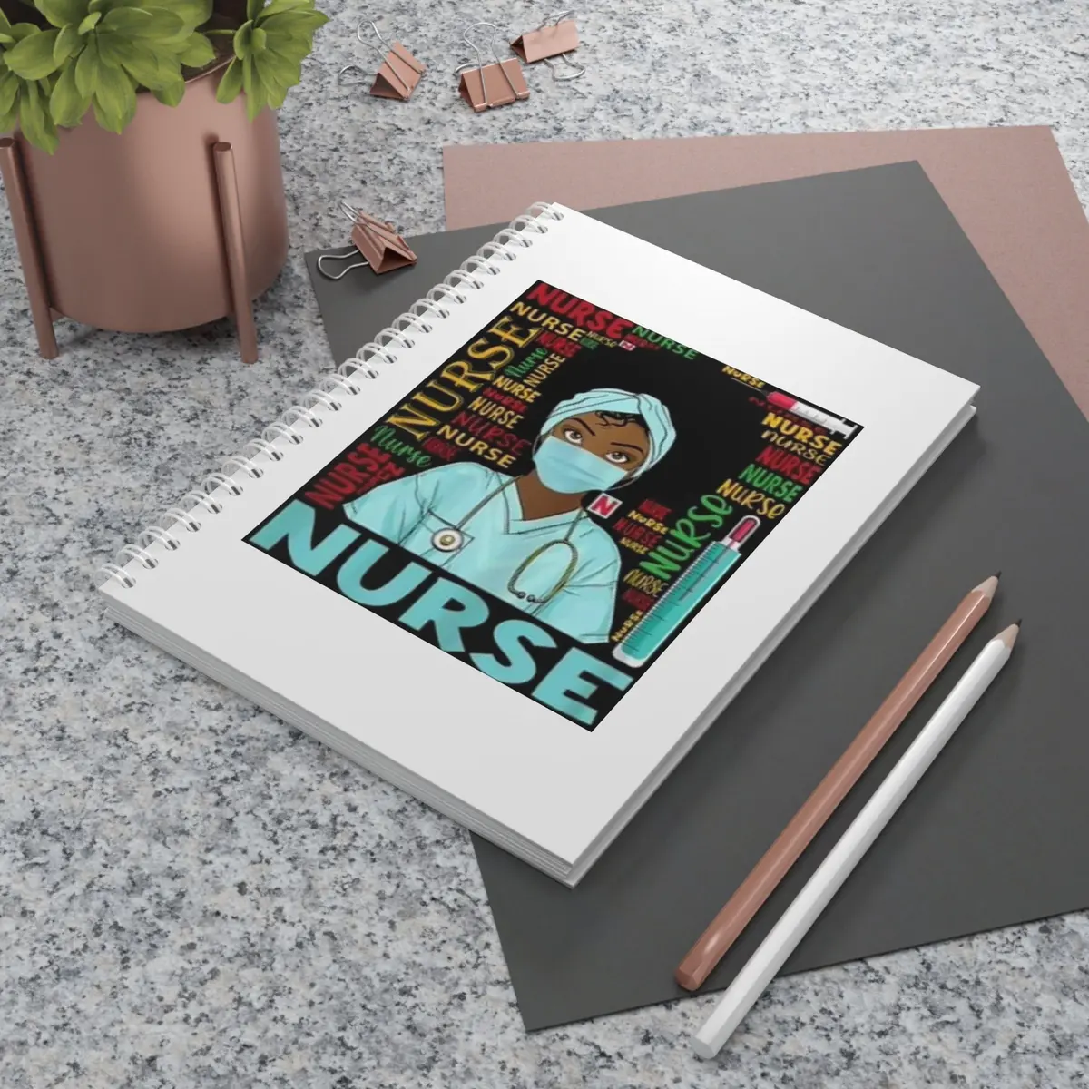 Black Nurse Spiral Notebook 1