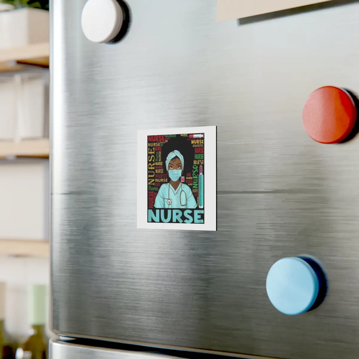 Black Nurse Square Magnet 1