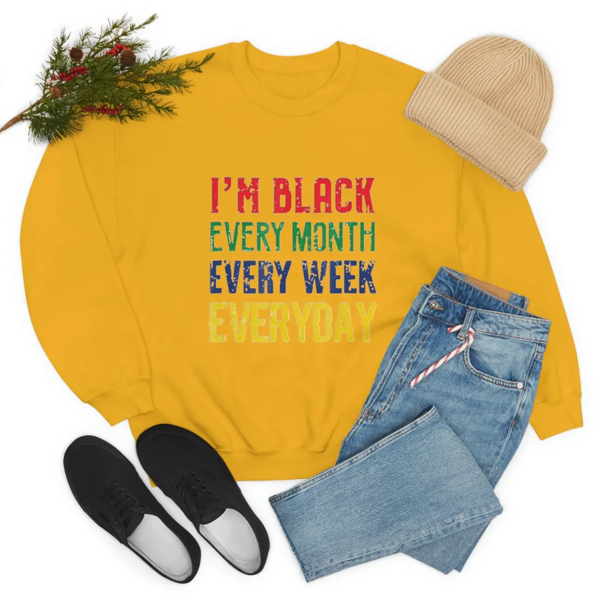 I'm Black Every Month Week Day Unisex Heavy Blend™ Crewneck Sweatshirt 1