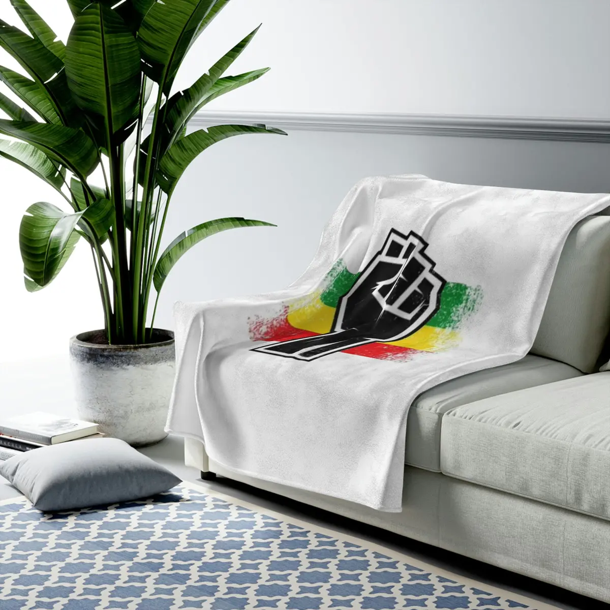 Black Fist Velveteen Plush Blanket 1